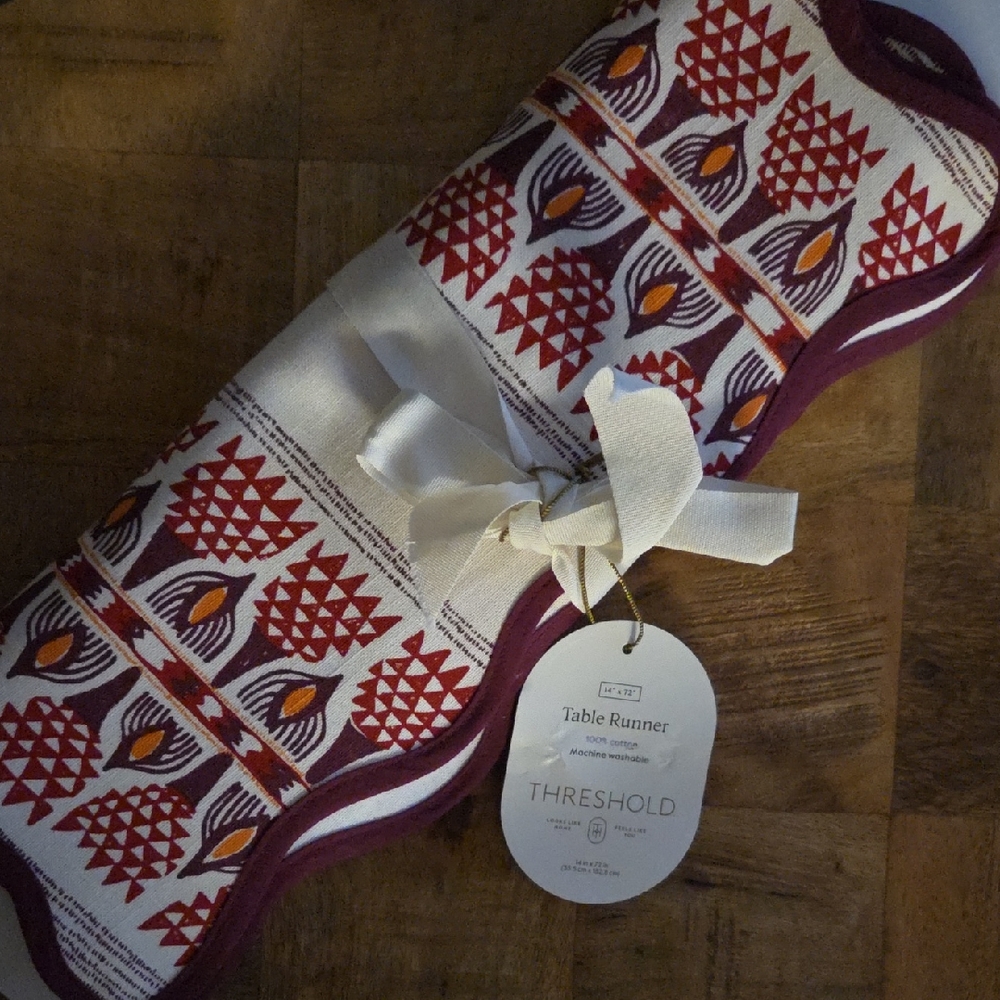 Threshold Red and White Table Runner